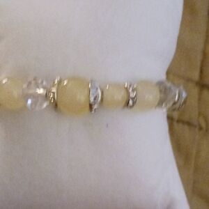 Elegant Silver and Cream Beaded Bracelet
